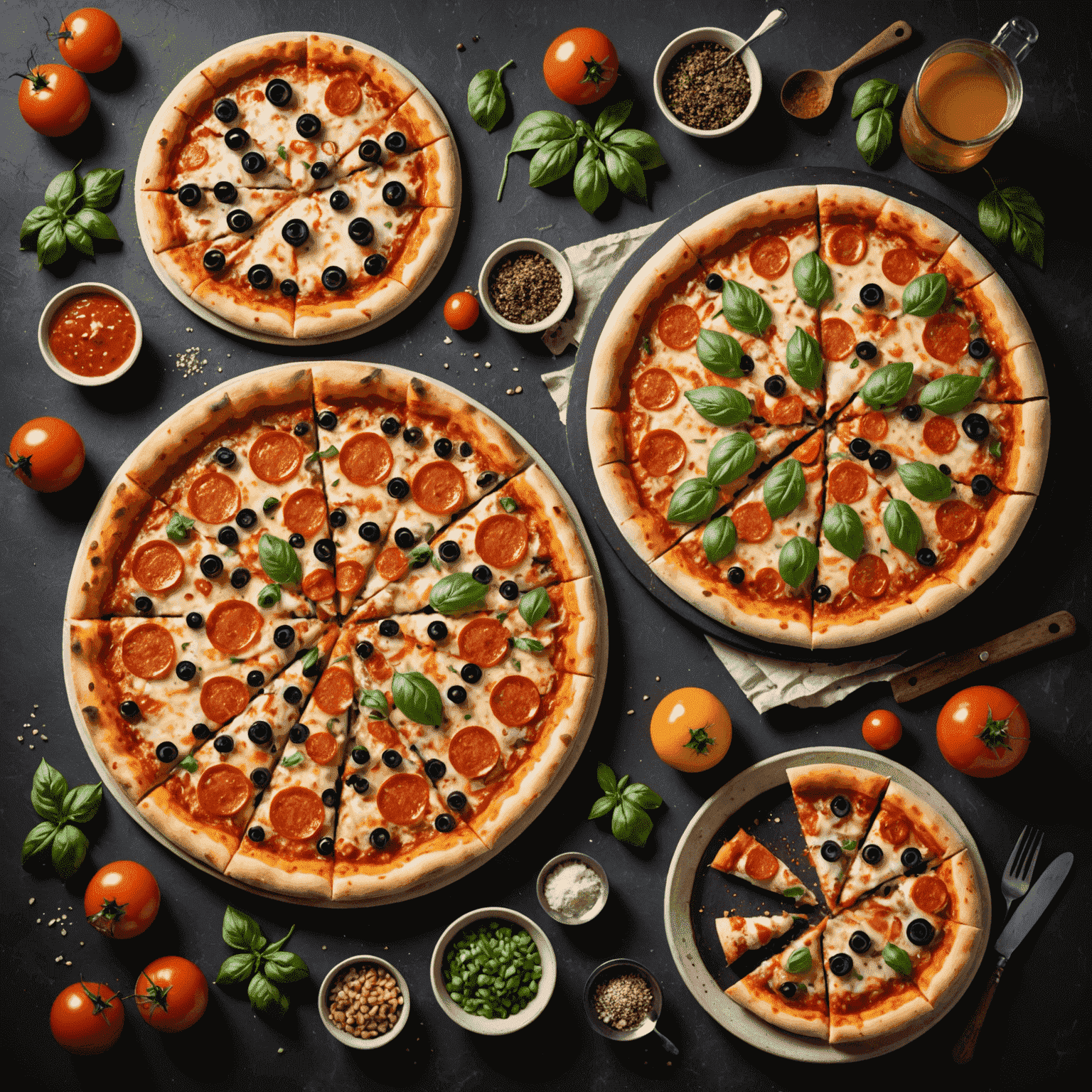 Une image illustrant l'évolution de la pizza en France, montrant une pizza traditionnelle italienne à côté d'une version française avec des ingrédients locaux.